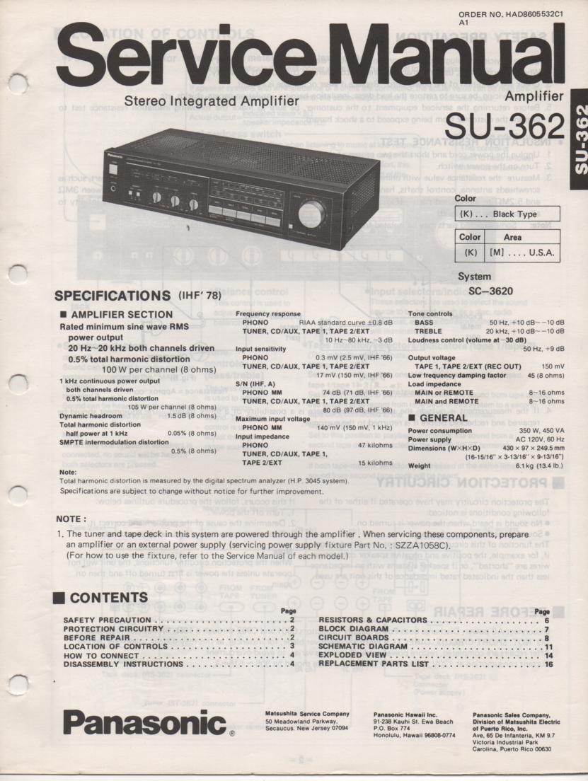 SU-362 Amplifier Service Manual