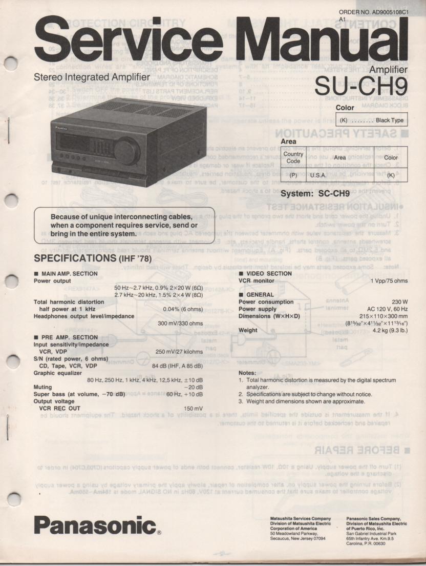 SU-CH9 Amplifier Service Manual