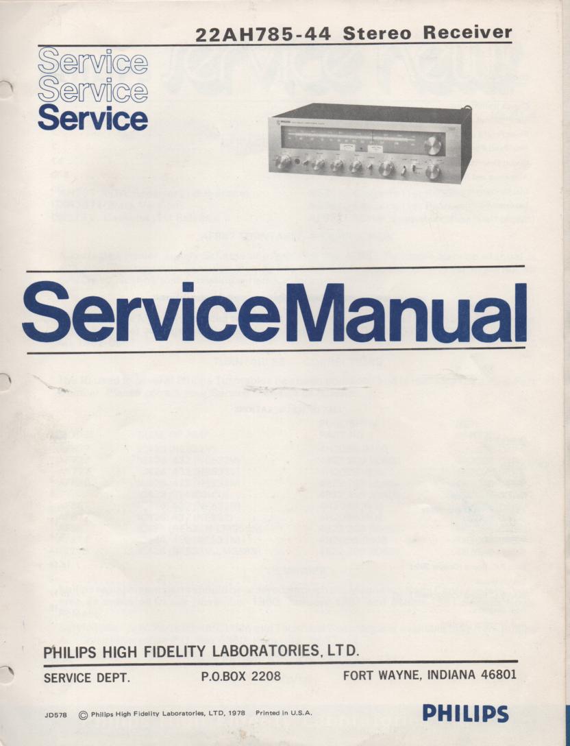 22AH785-44 Stereo Receiver Service Manual