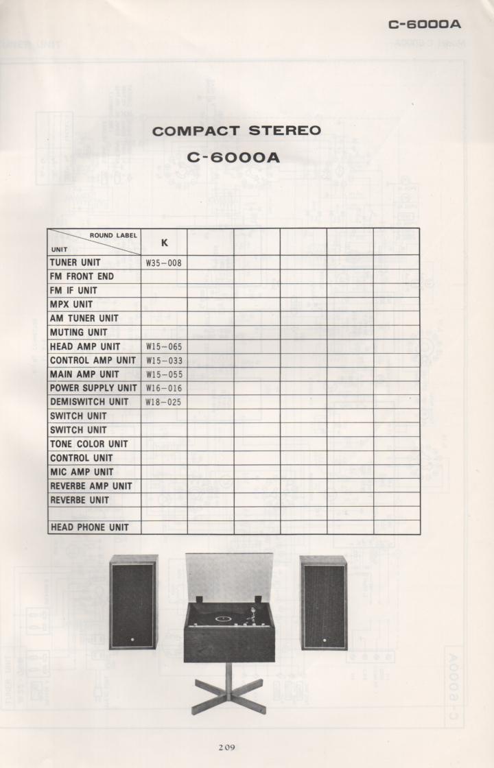 C-6000A Stereo System Schematic Manual Only.  It does not contain parts lists, alignments,etc.  Schematics only