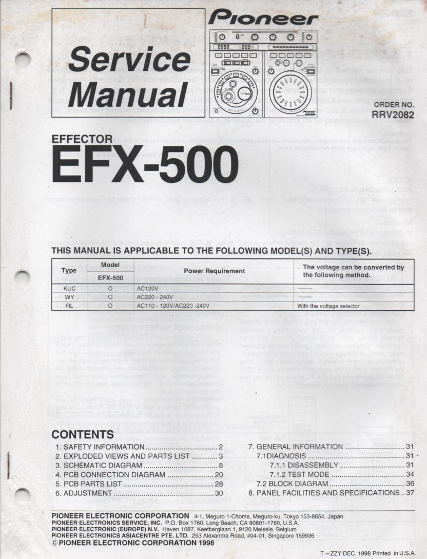 EFX-500 Effector Service Manual