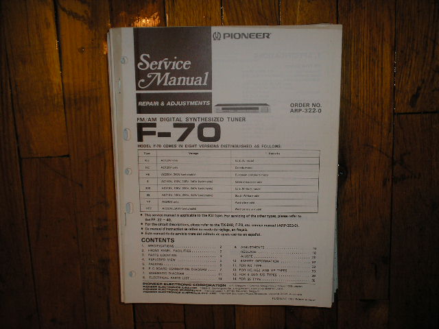 F-70 Tuner Service Manual  Pioneer