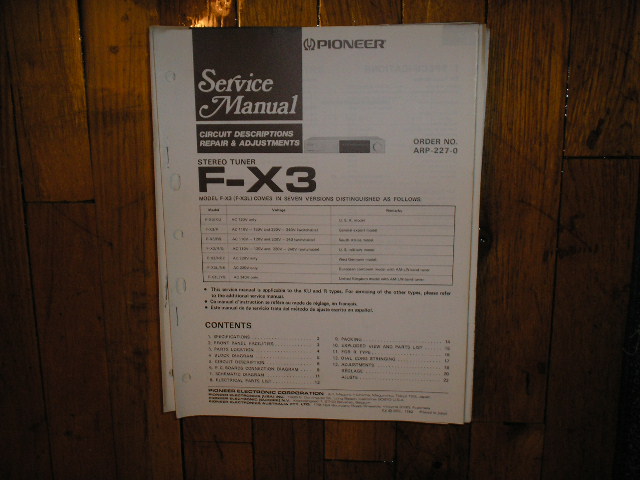 F-X3 Tuner Service Manual