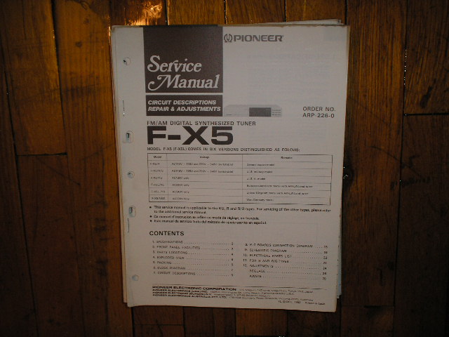 F-X5 Tuner Service Manual  Pioneer