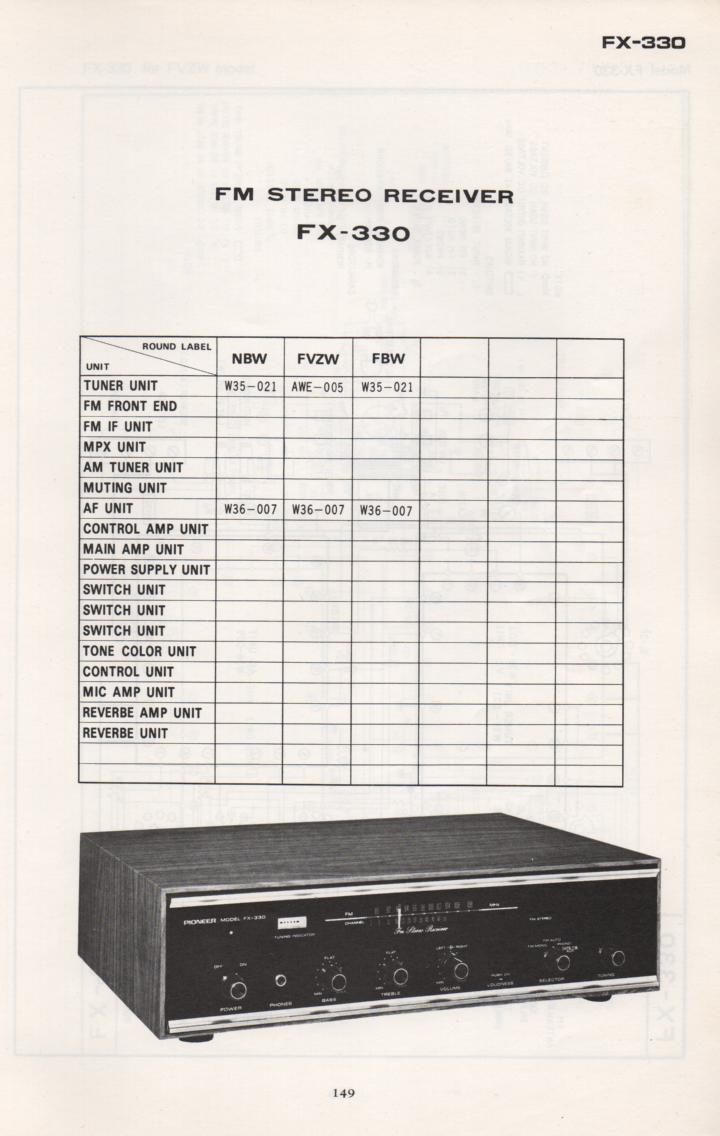 FX-330 Schematic Manual  PIONEER SCHEMATIC MANUALS