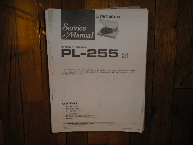 PL-255 Turntable Service Manual  Pioneer