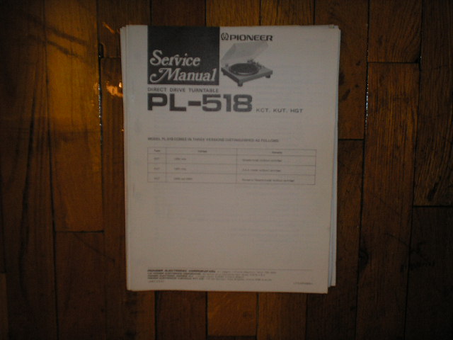 PL-518 Turntable Service Manual  Pioneer