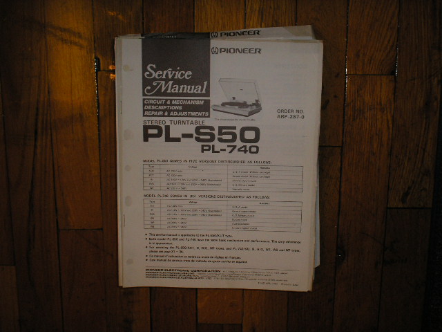 PL-740 PL-S50 Turntable Service Manual  Pioneer