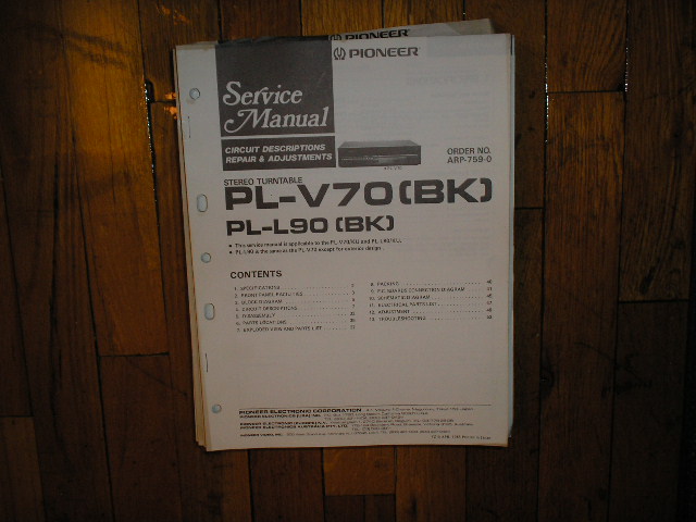 PL-V70 PL-V70BK Turntable Service Manual  Pioneer