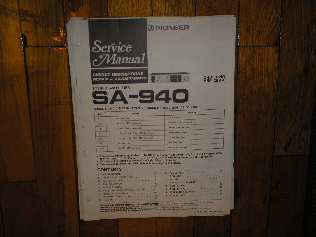 SA-940 Amplifier Service Manual