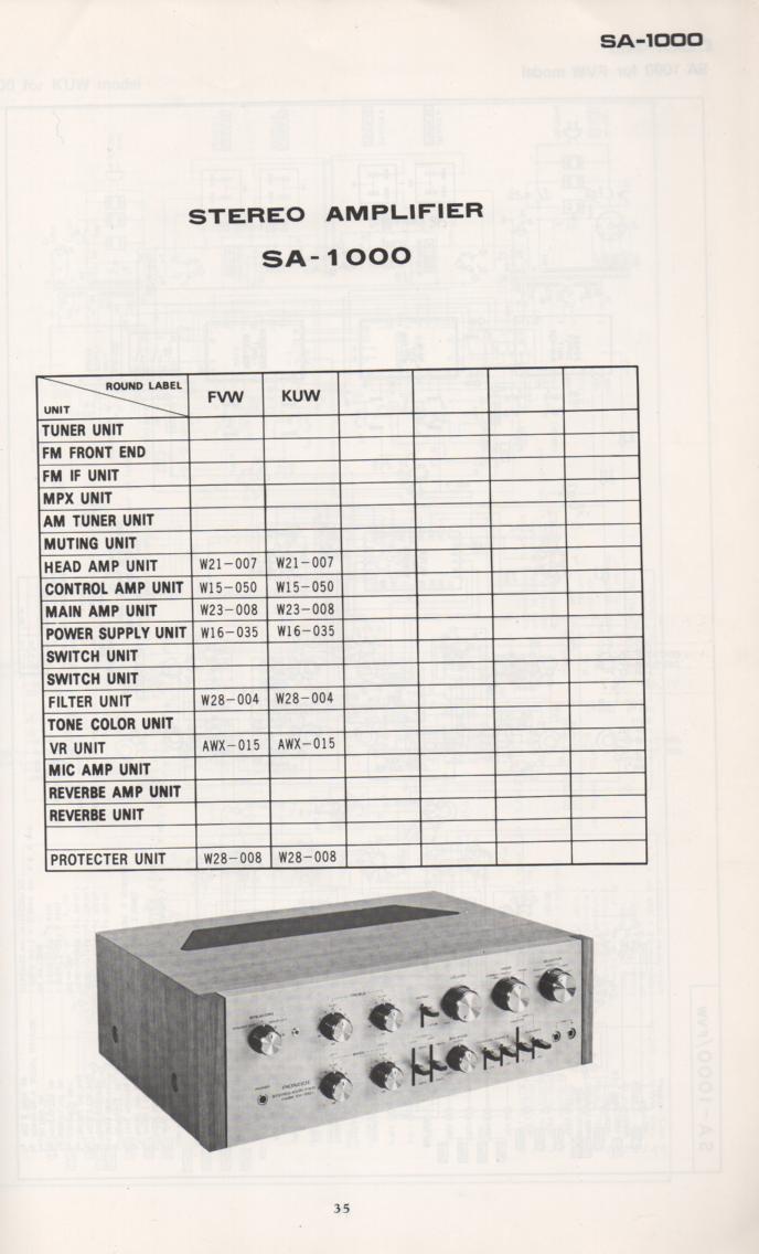 SA-1000 Amplifier Schematic Manual Only.  It does not contain parts lists, alignments,etc.  Schematics only