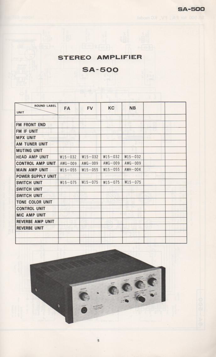 SA-500 Amplifier Schematic Manual Only.  It does not contain parts lists, alignments,etc.  Schematics only