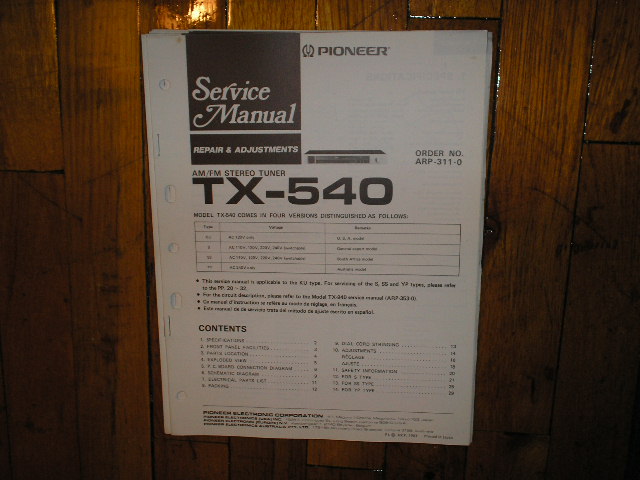 TX-540 Tuner Service Manual