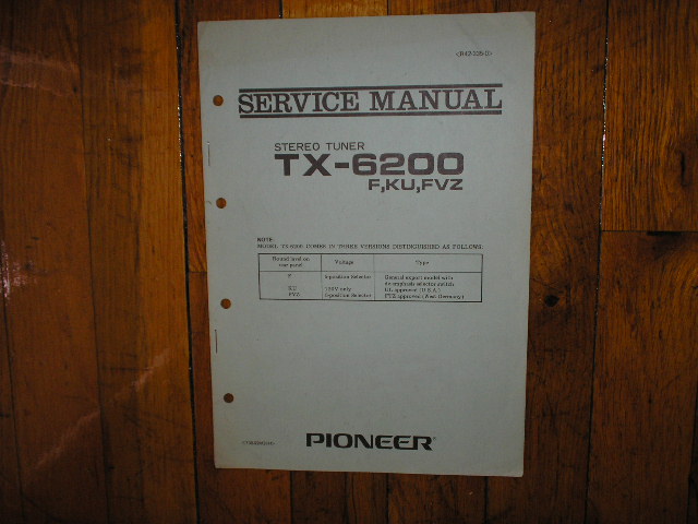 TX-6200 Tuner Service Manual F, KU, FVZ, Versions.