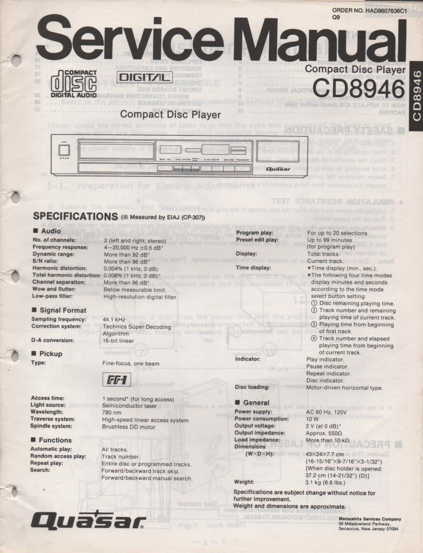 CD8946 CD Player Service Manual