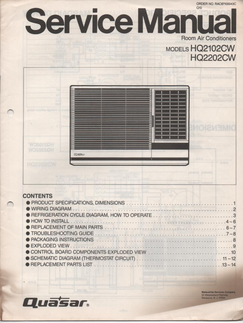 HQ2102CW HQ2202CW Air Conditioner Service Manual