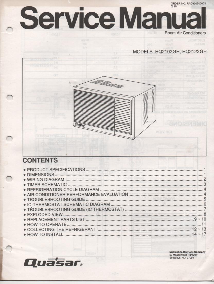 HQ2102GH HQ2122GH Air Conditioner Service Manual