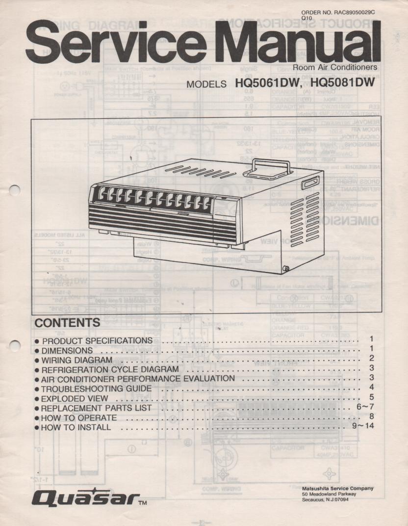 HQ5061DW HQ5081DW Air Conditioner Service Manual