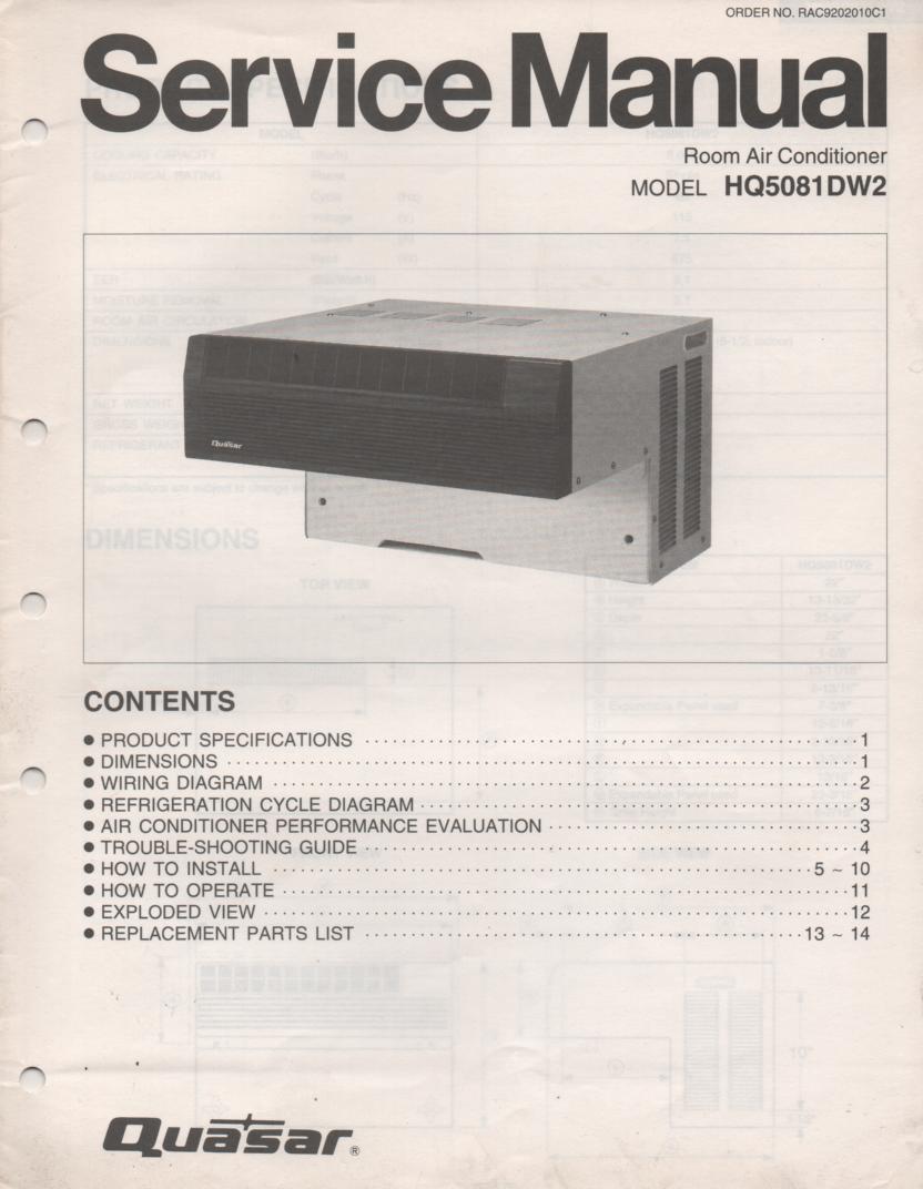 HQ5081DW2 Air Conditioner Service Manual