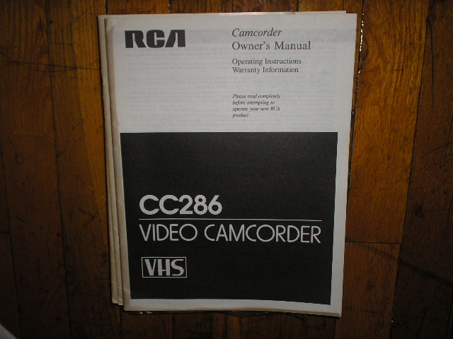 CC286 VHS Camcorder Operating Instruction Manual