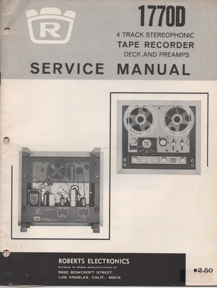 1770D Reel to Reel Service Manual  ROBERTS