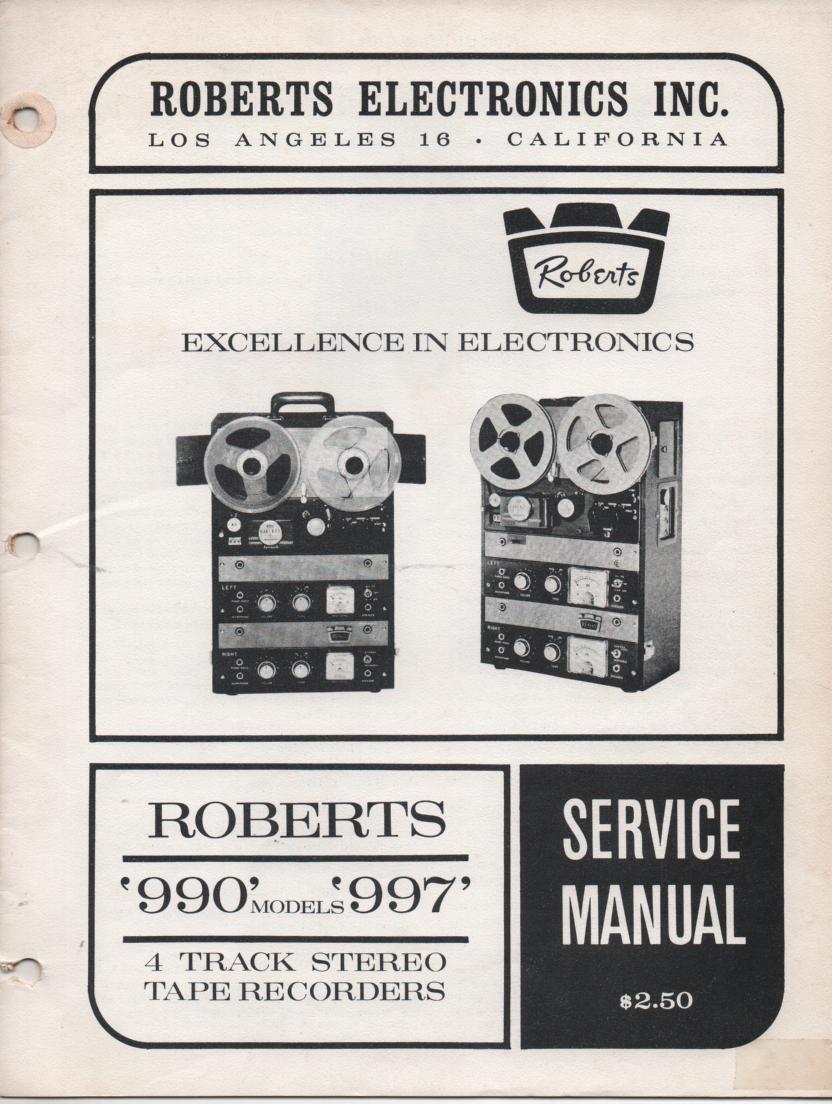 990 997 Reel to Reel Service Manual  ROBERTS