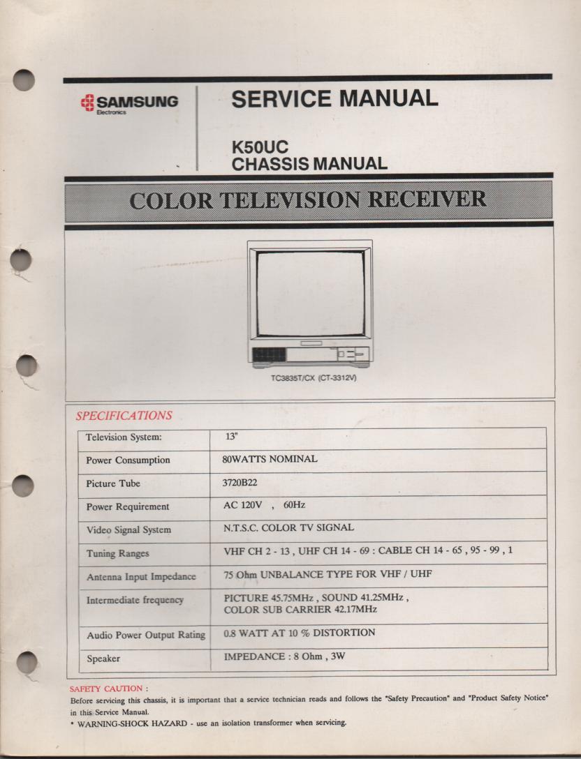 CT3312V TC3835T TC3835CX Television Service Manual K50UC Chassis Manual