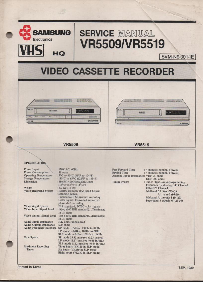 VR5509 VR5519 VCR Service Manual 