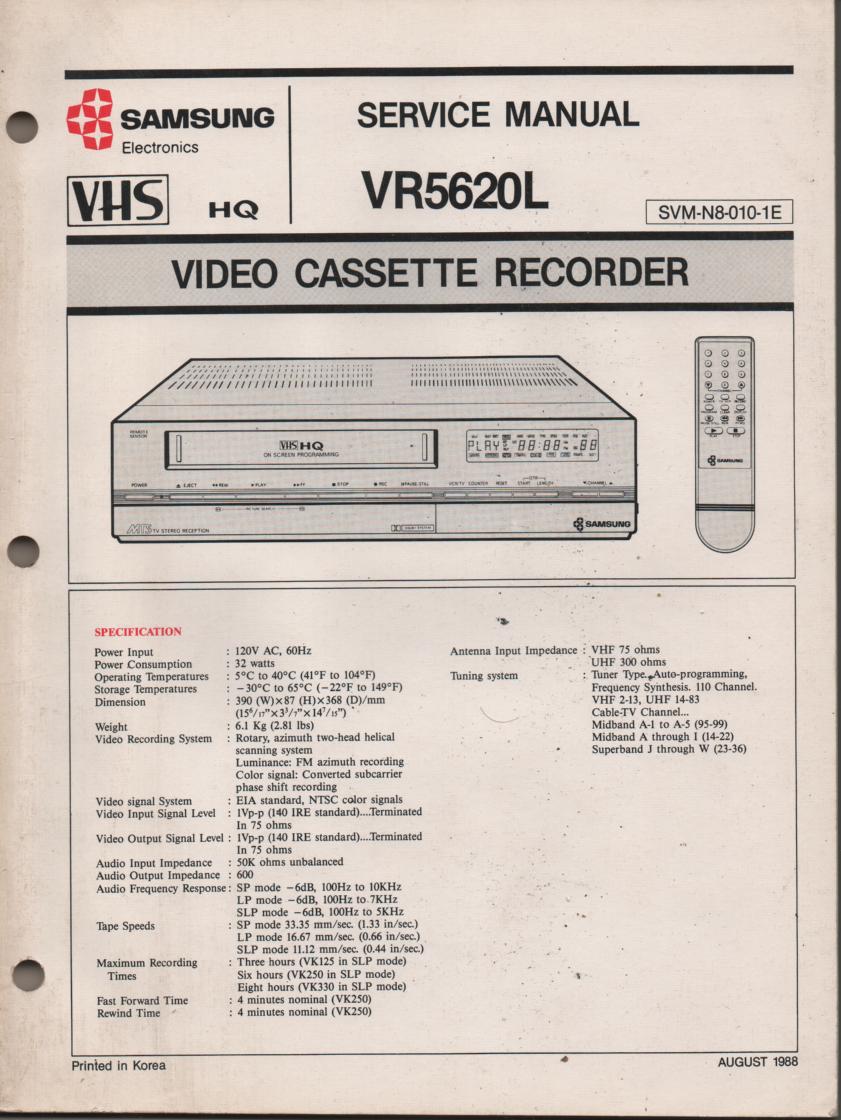 VR5620L VCR Service Manual