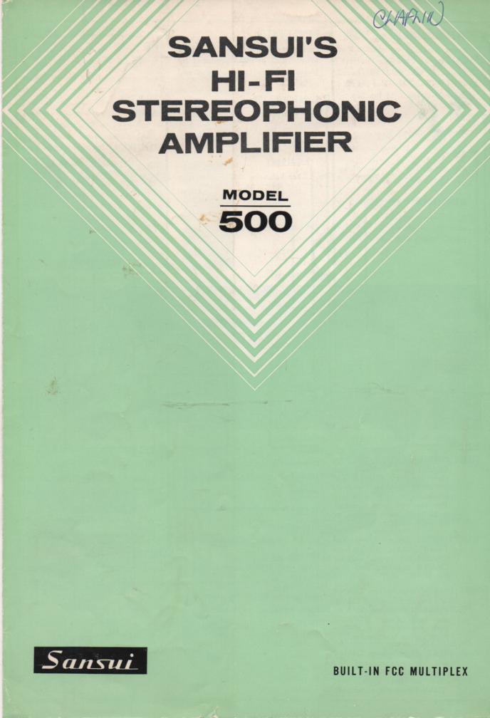 500 Amplifier Receiver Operating Manual  Sansui
