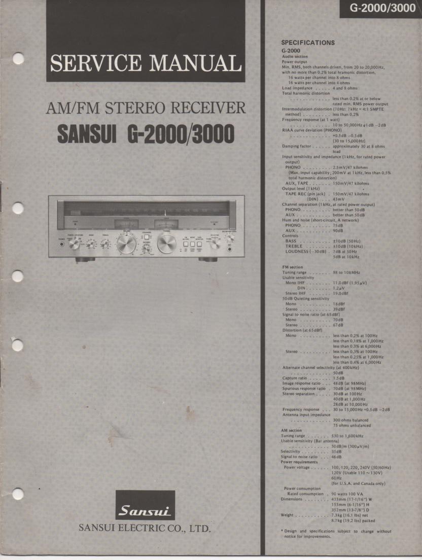 G-2000 G-3000 Receiver Service Manual  Sansui