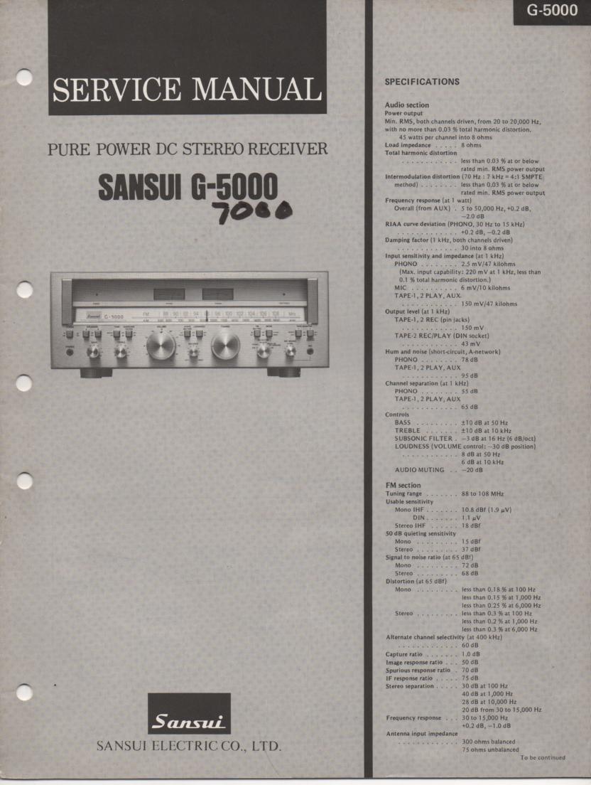 G-5000 G-7000 Receiver Service Manual  Sansui