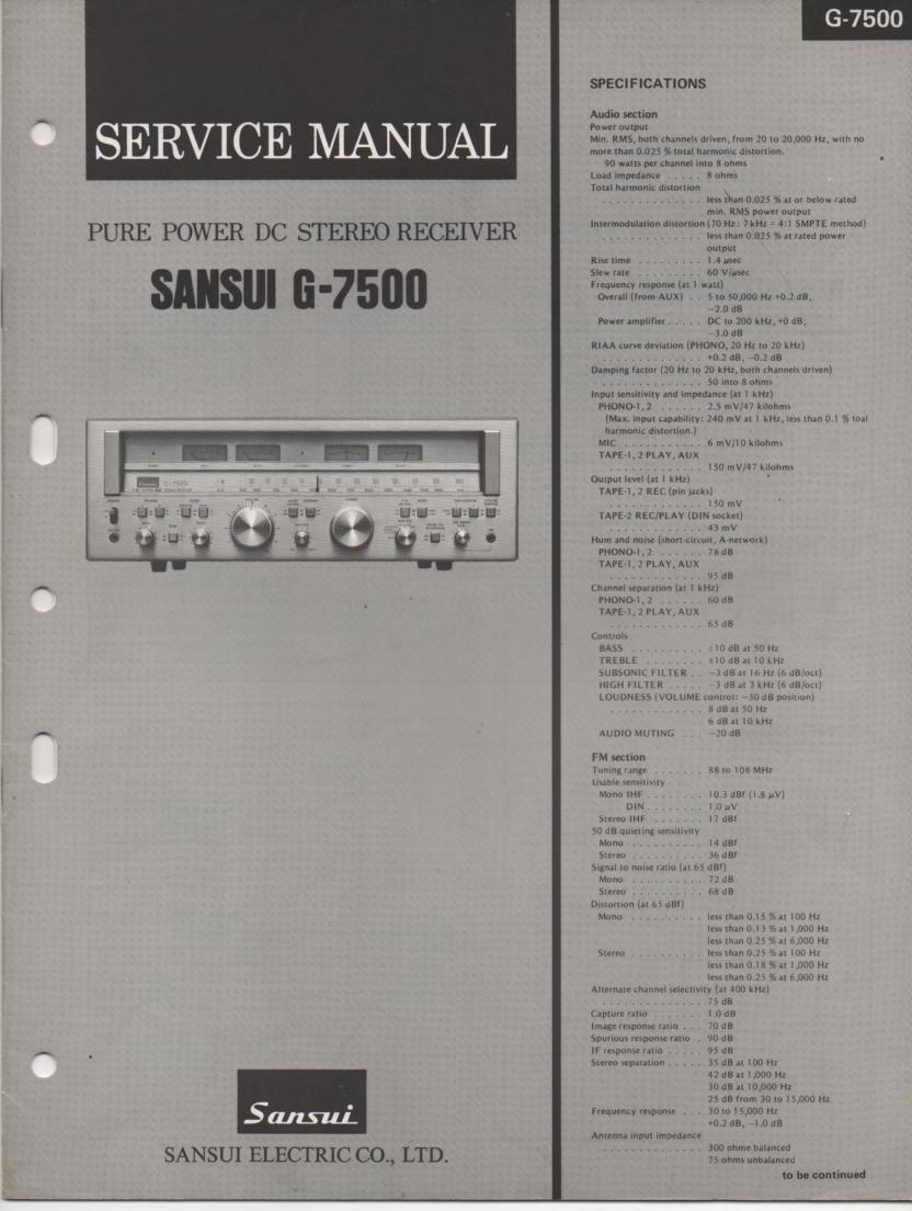 G-7500 Receiver Service Manual  Sansui