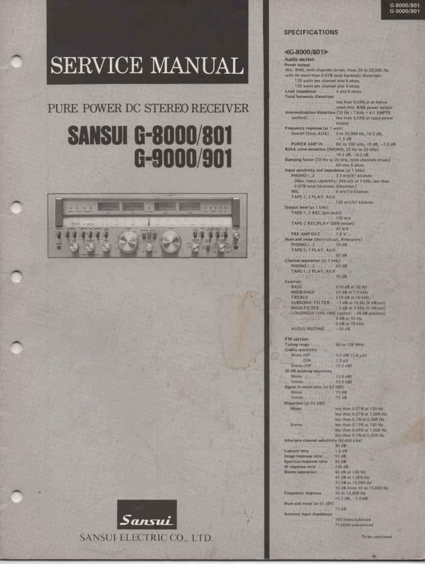 G-801 G-901 G-8000 G-9000 Receiver Service Manual  Sansui