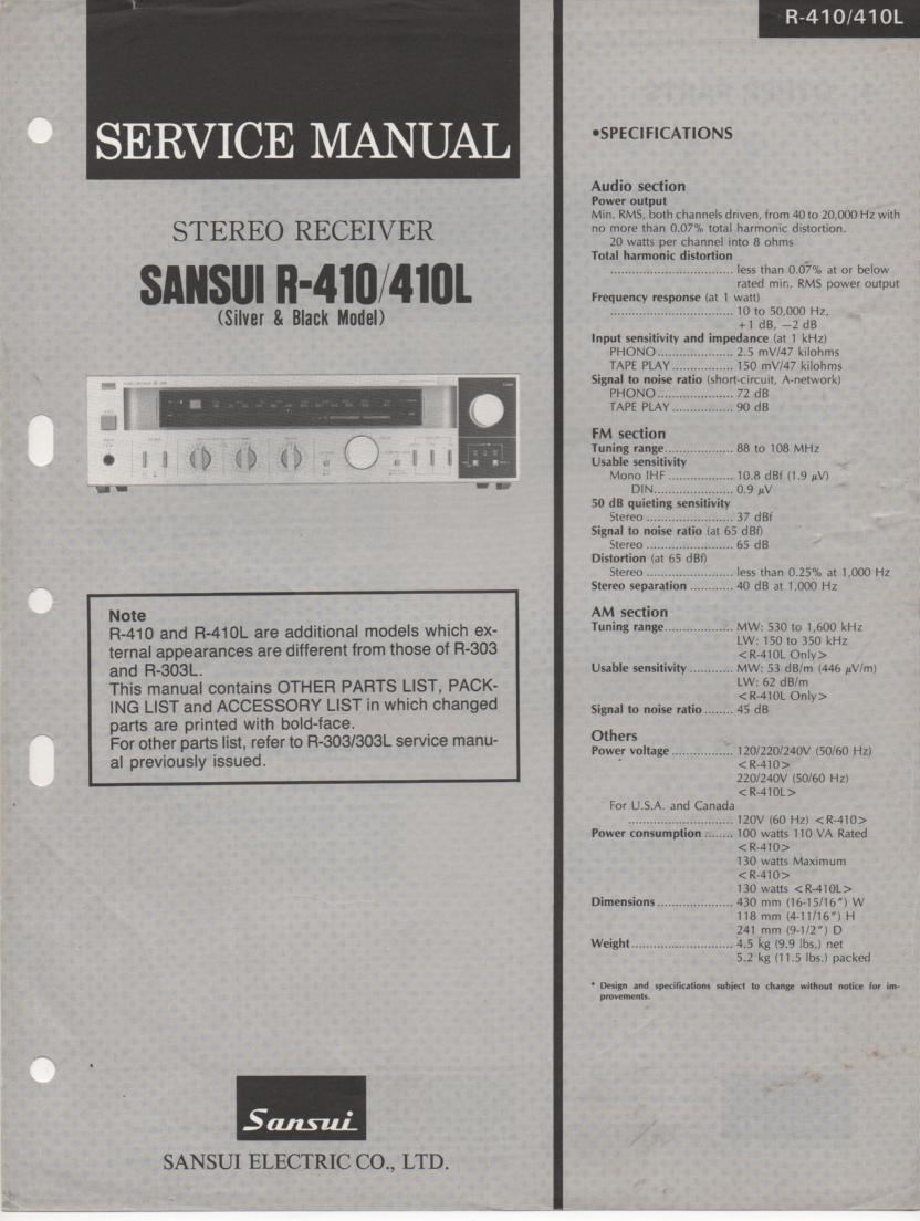 R-410 R-410L Receiver Service Manual  Sansui