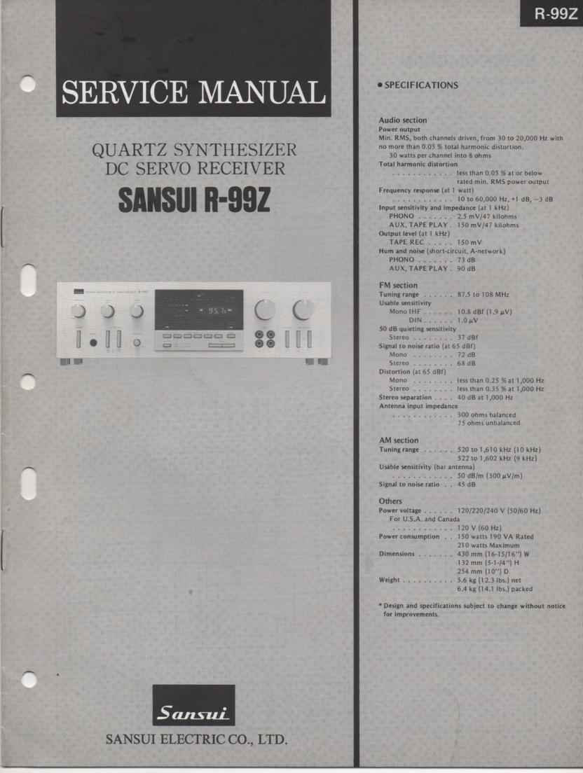 R-99Z Receiver Service Manual  Sansui