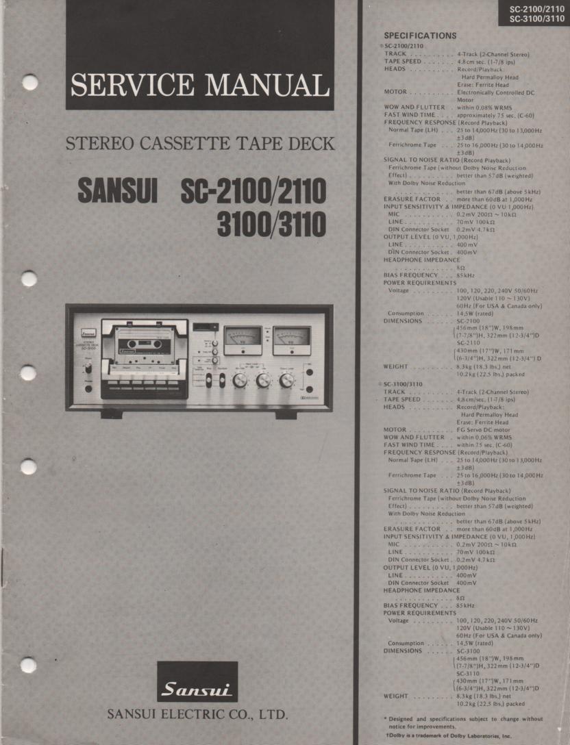 2110 SC-3100 SC-3110 Cassette Deck Service Manual