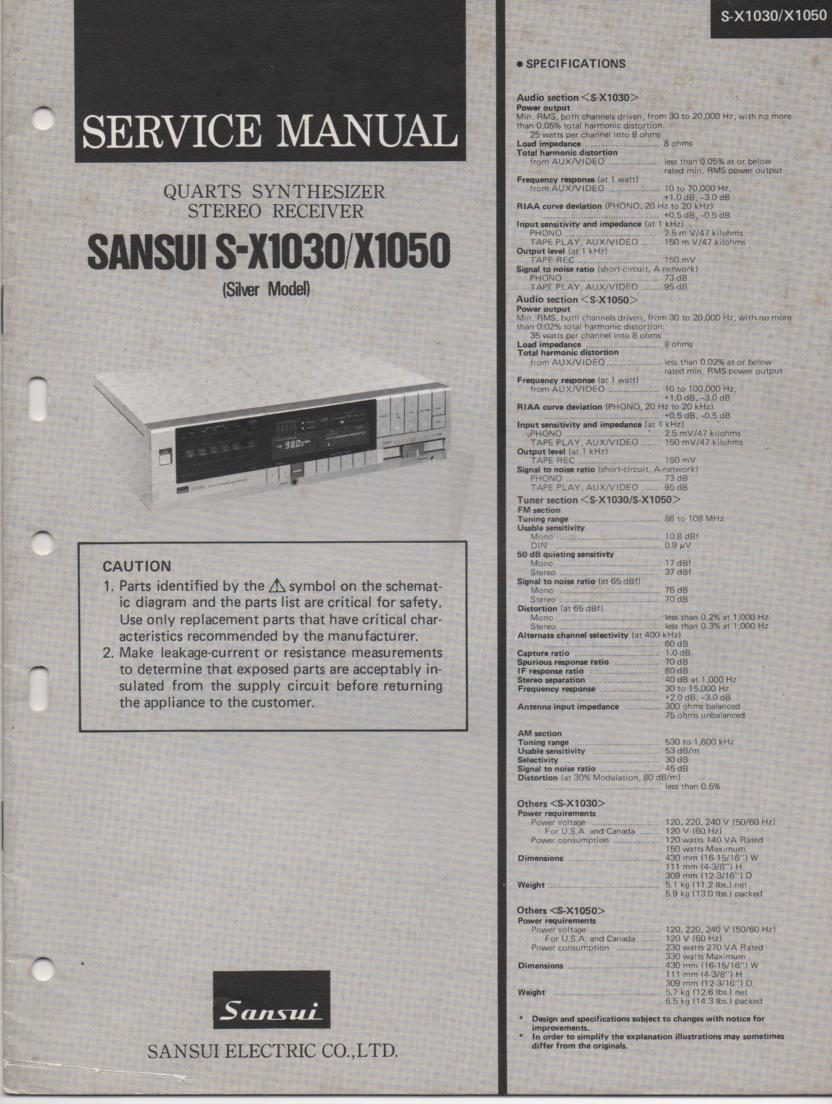 S-X1030 S-X1050 Receiver Service Manual  Sansui