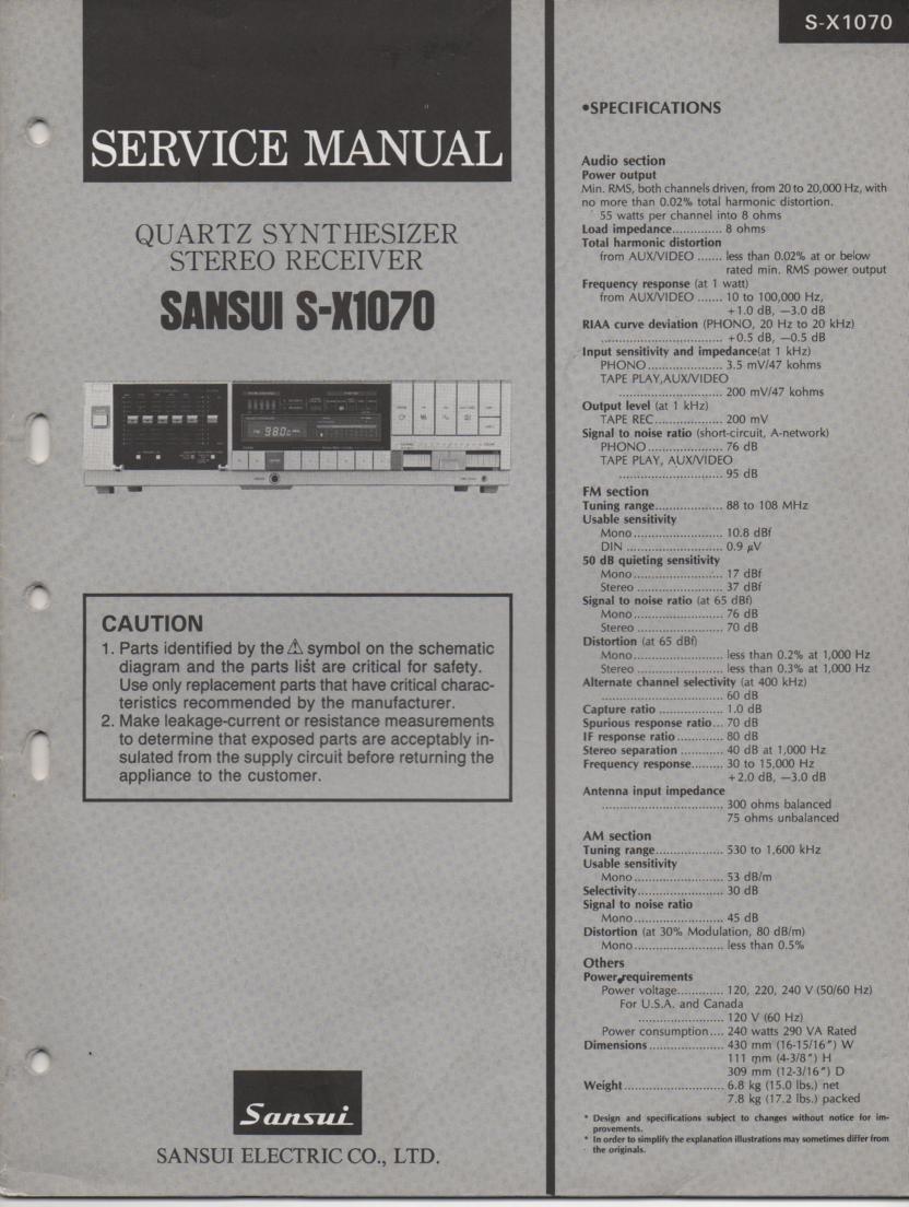 S-X1070 Receiver Service Manual  Sansui