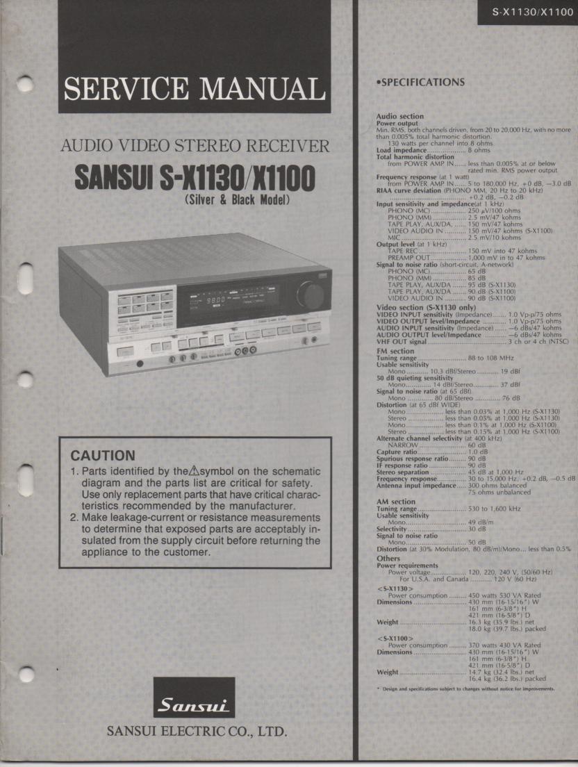 S-X1100 S-X1130 Receiver Service Manual  Sansui