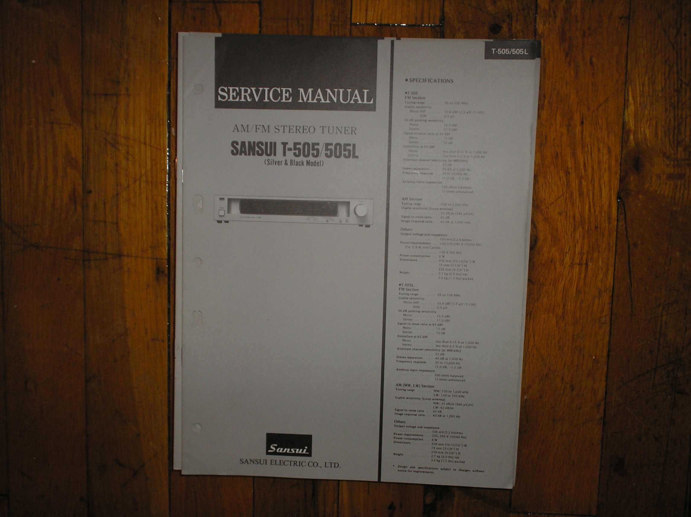 T-505 T-505L Tuner Service Manual
