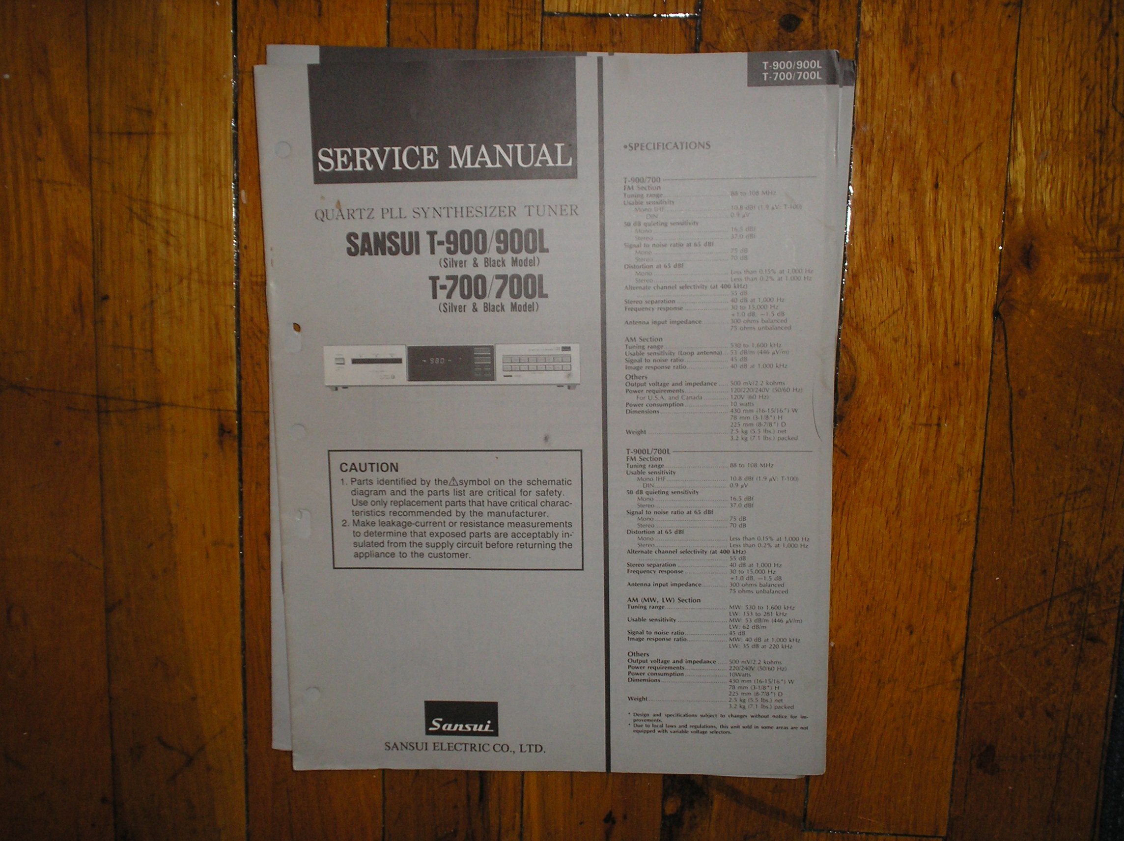 T-700 T-700L T-900 T-900L Tuner Service Manual