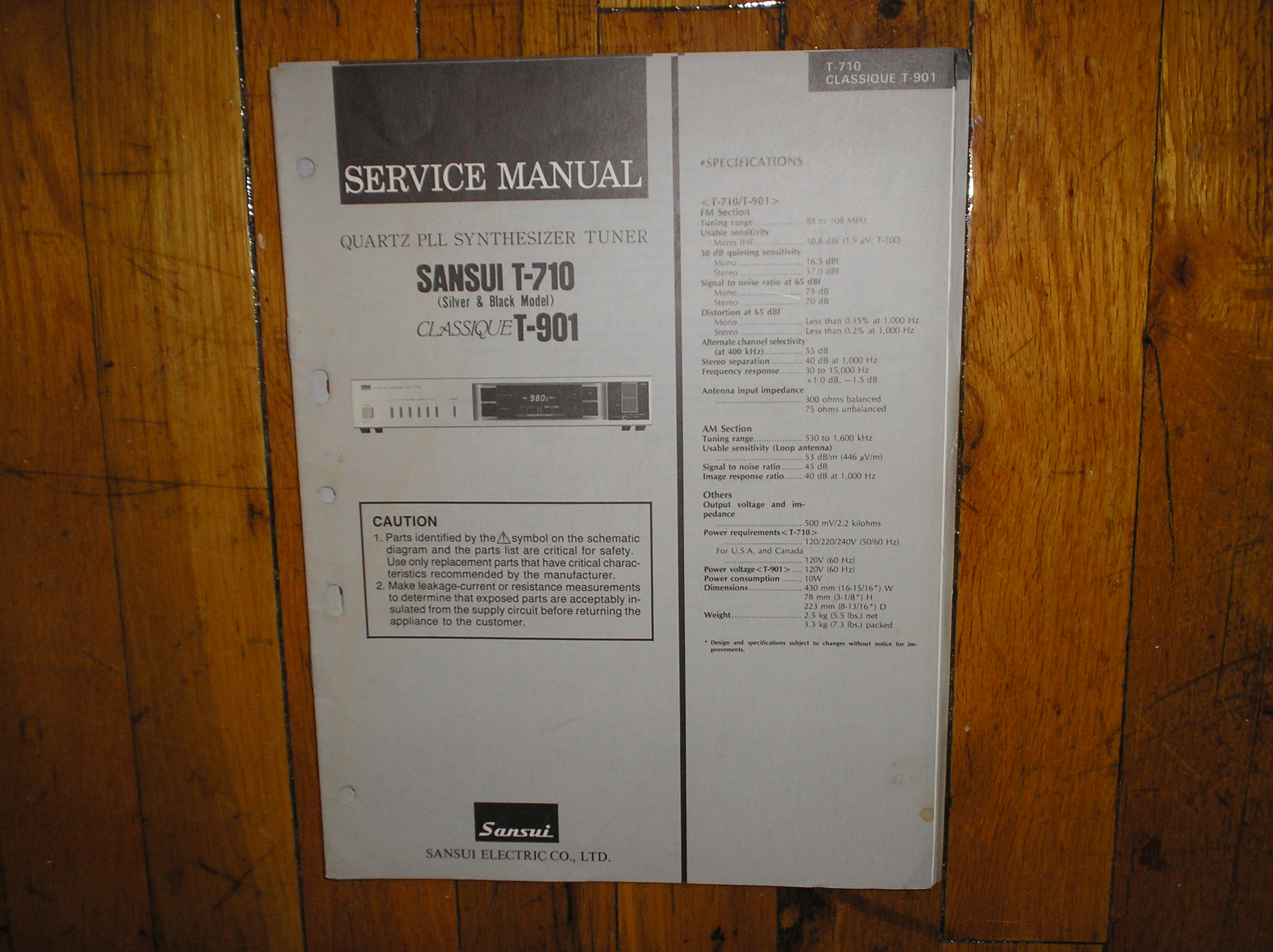 T-710 T-901 Tuner Service Manual  Sansui 