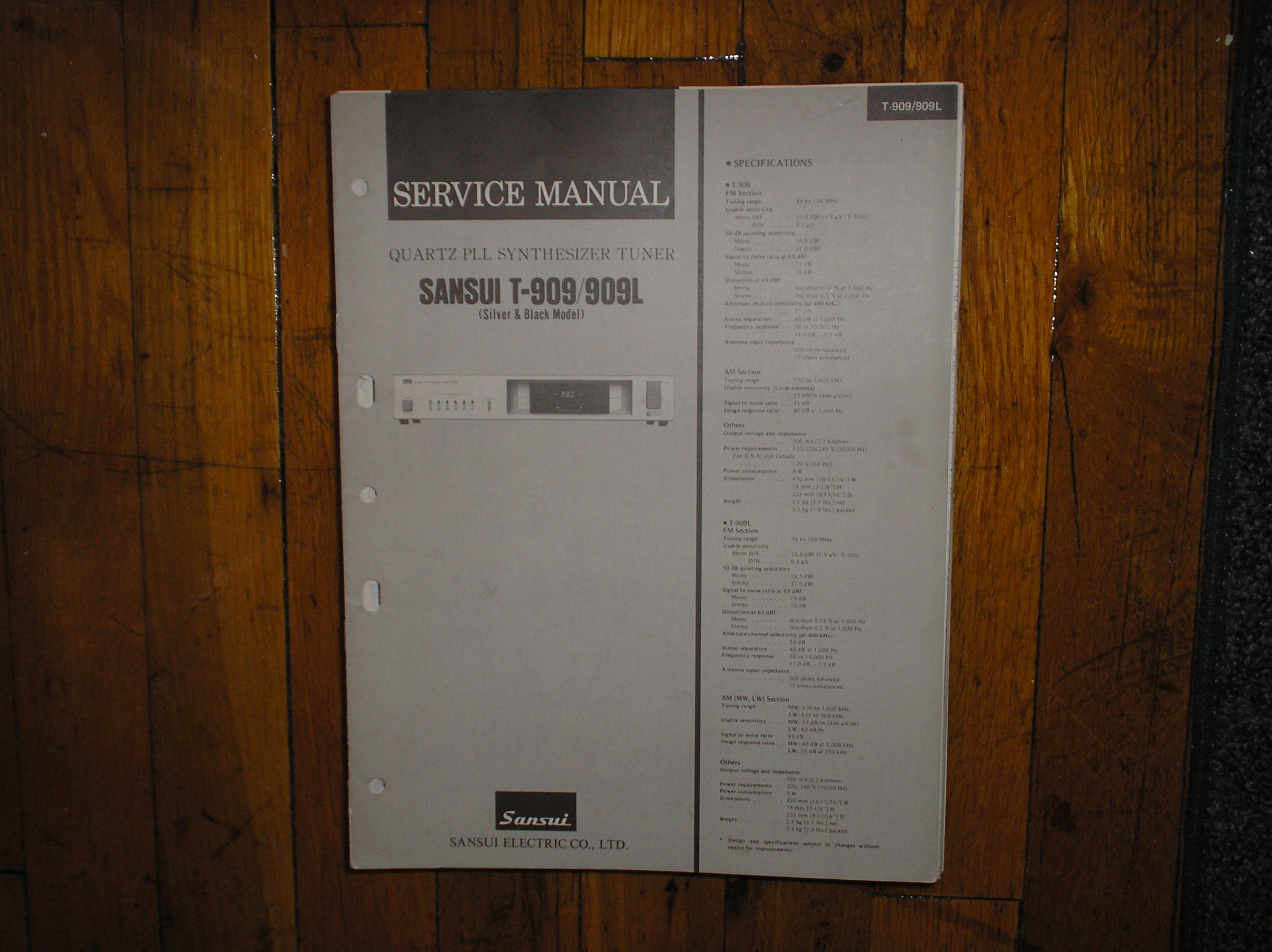 T-909 T-909L Tuner Service Manual  Sansui 