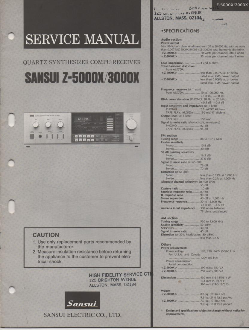 Z-3000X Z-5000X Receiver Service Manual  Sansui