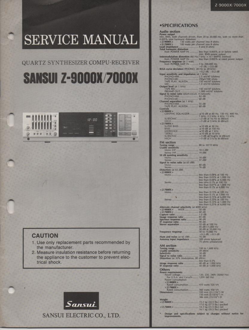 Z-7000X Z-9000X Receiver Service Manual  Sansui