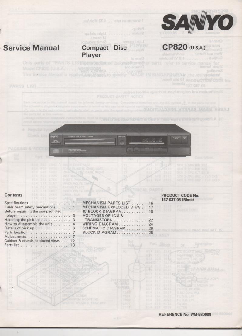 CP820 CD Player Service Manual