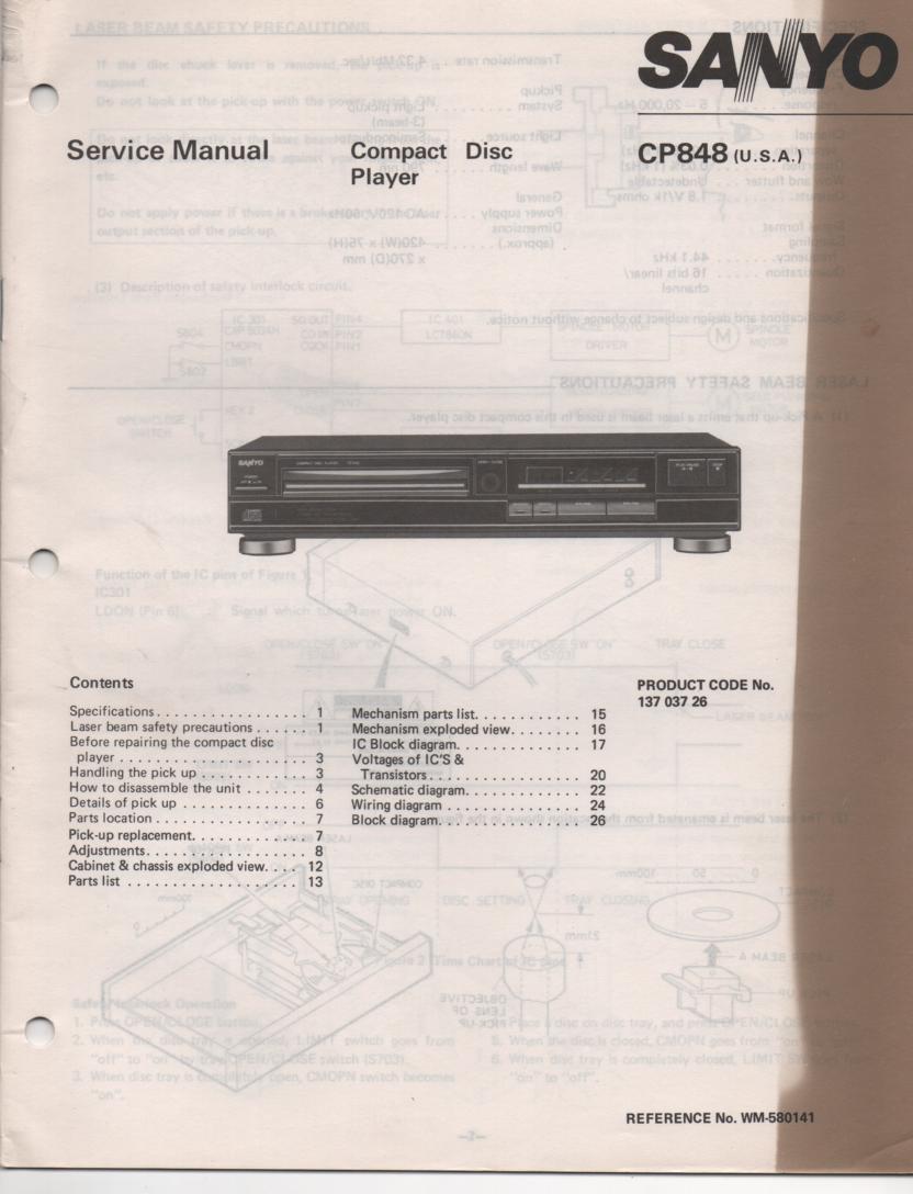 CP848 CD Player Service Manual