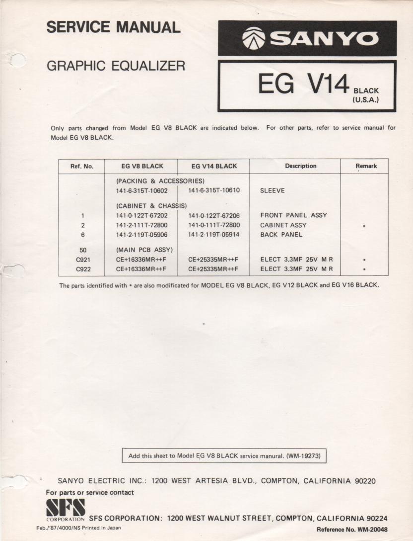 EG V14 Graphic Equalizer Service Manual
