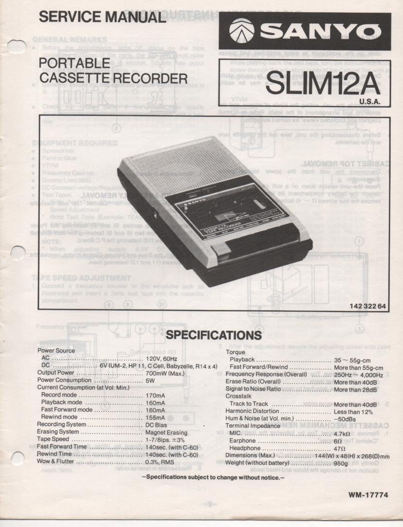 SLIM12A Cassette Deck Service Manual